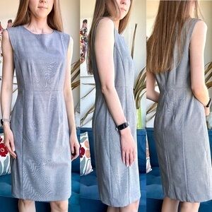 Max&Co Polyester Viscose Crewneck Sleeveless Gray Knee Length Dress S (6)